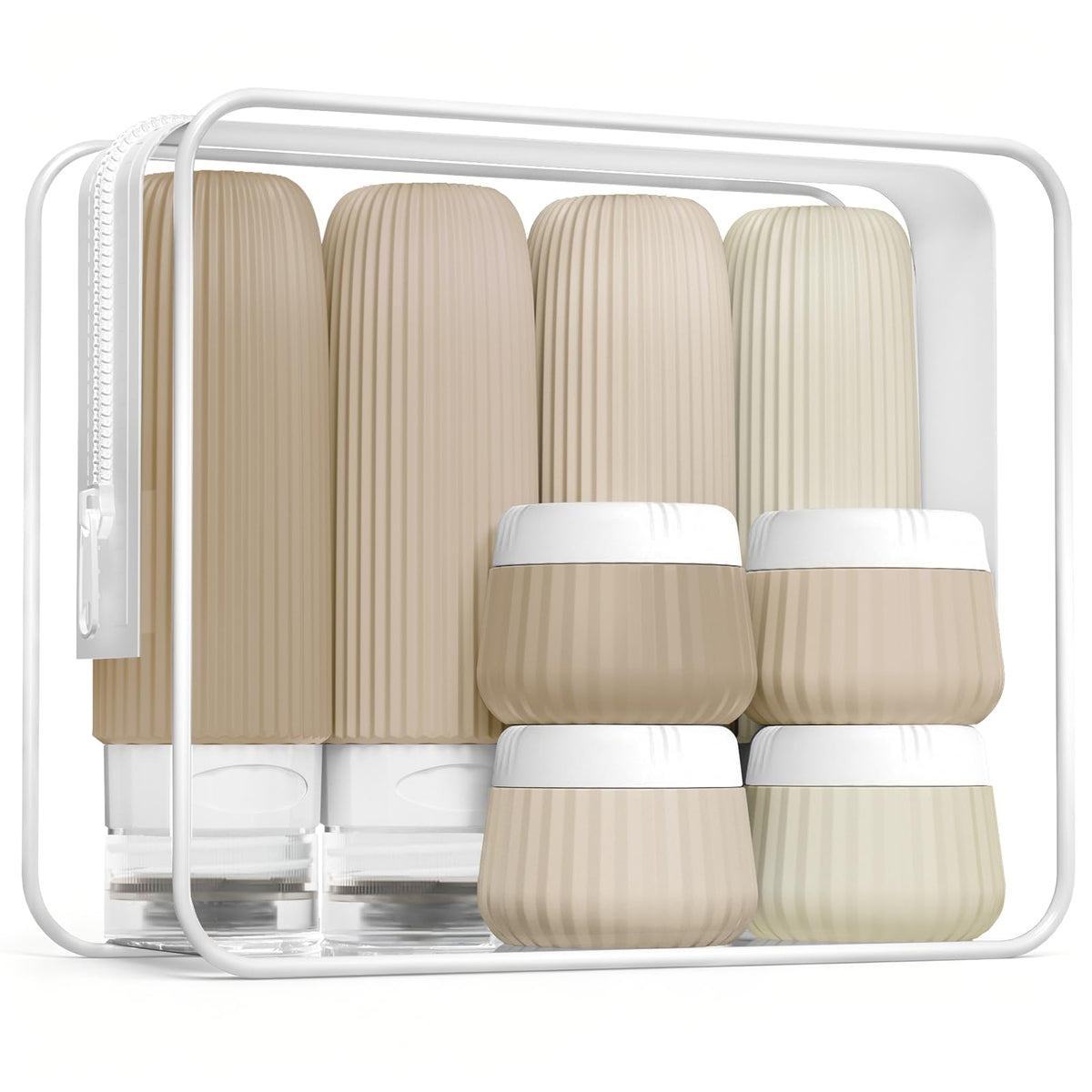 Mrsdry Travel Bottles - 8 Pack, TSA Approved Travel Size Toiletries, Leak Proof Silicone Squeezable Containers in Clear Bag