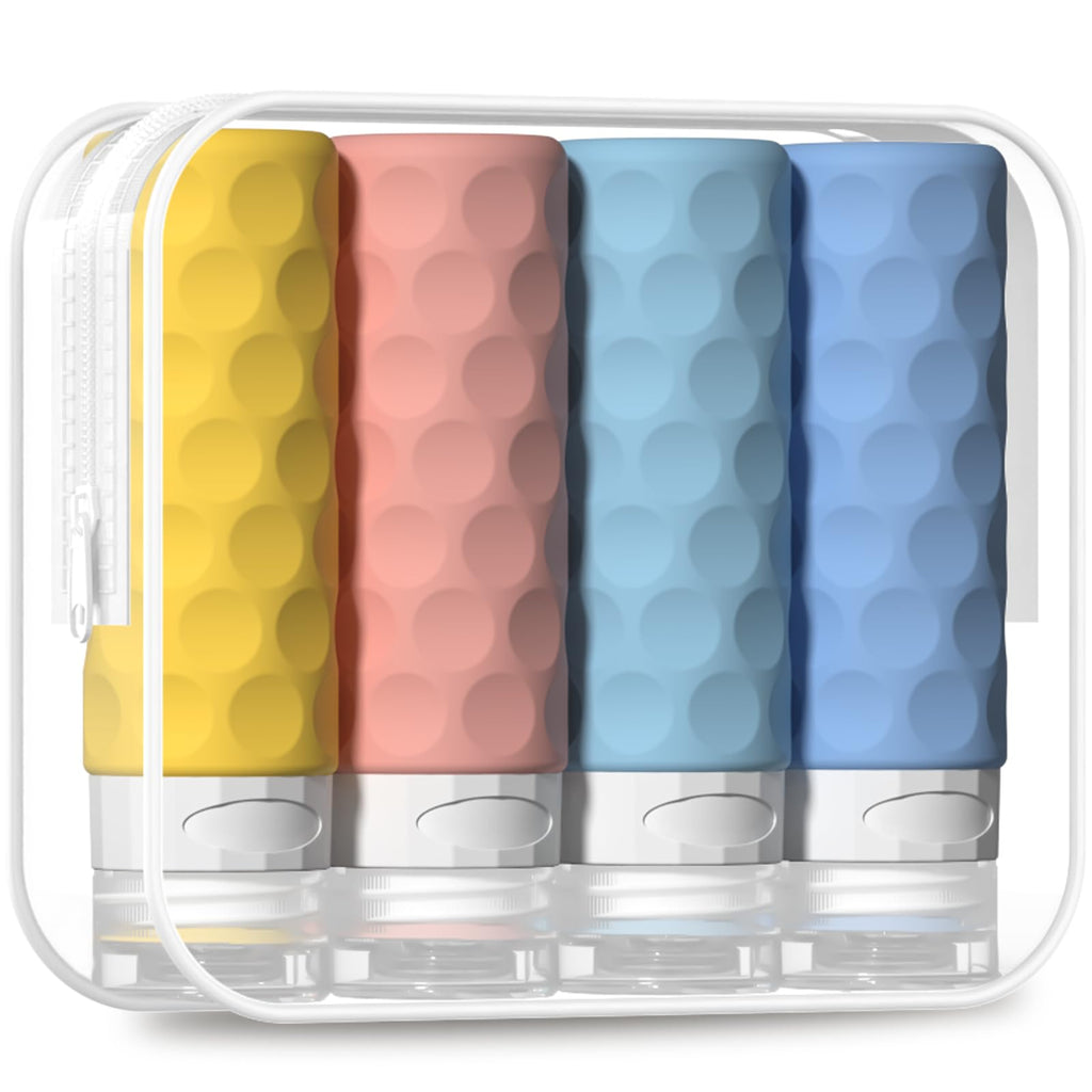 Silevoler Travel Bottles for Toiletries, Silicone Travel Size Containers | Polka-Dot Pattern TSA Approved BPA Free Silicone Leak Proof Refillable Squeezable Shampoo And Conditioner Bottles