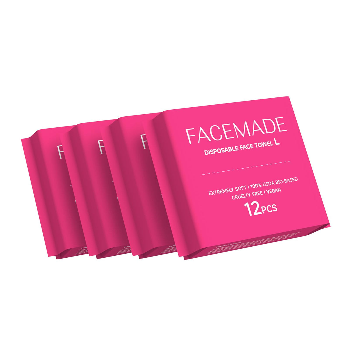 FACEMADE 60 Count XXL Face Towels Disposable 12" × 12" | 20% Larger and 20% More than Others | Lint-free and Odor-free | Soft and Clean, Perfect for Sensitive Skin Types