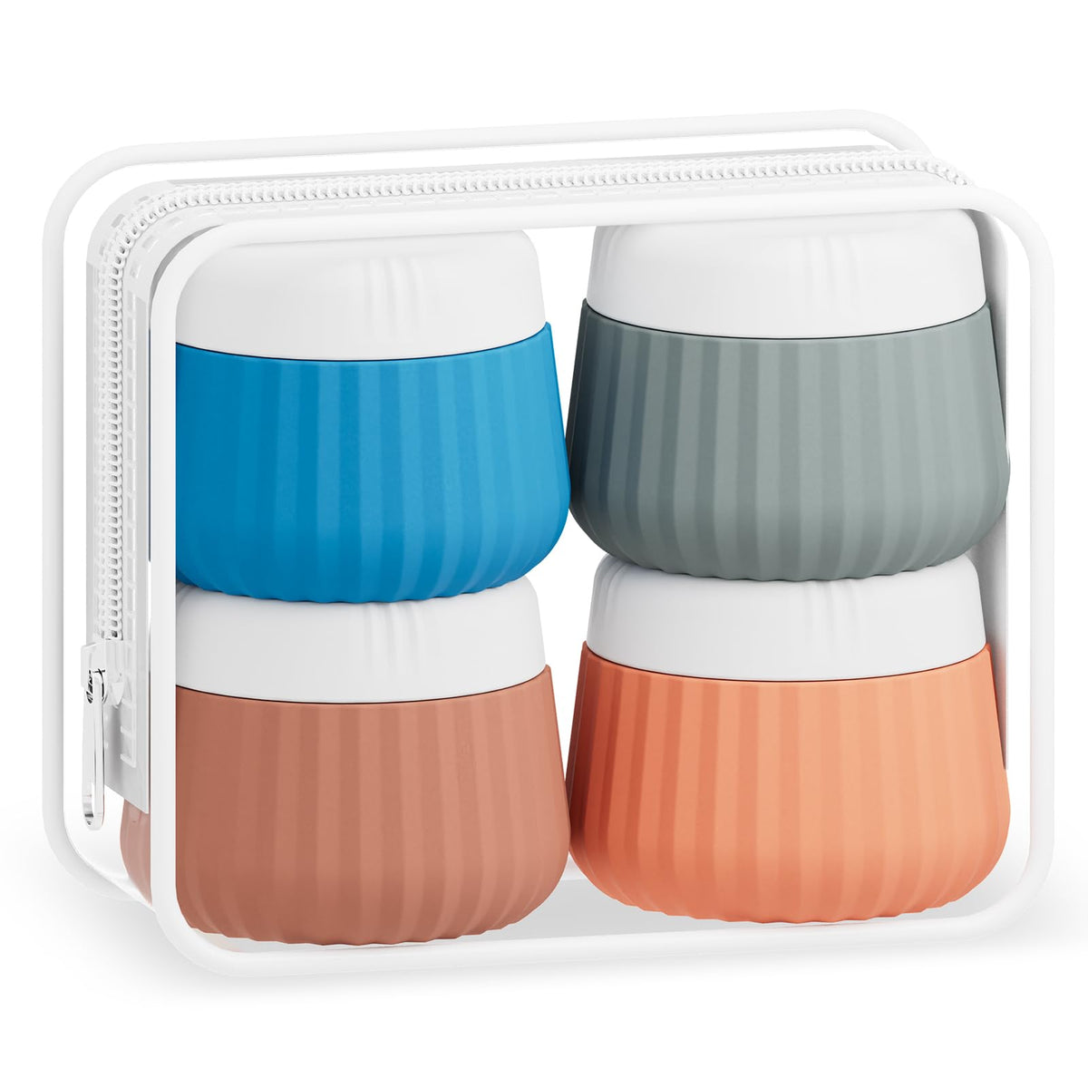 Mrsdry Travel Containers for Toiletries 4 Pack, TSA Approved Travel Size Toiletries, Portable Size Containers, With Clear Bag Leak Proof Silicone Jars, Essentials Creams Jars Carrying Small Items
