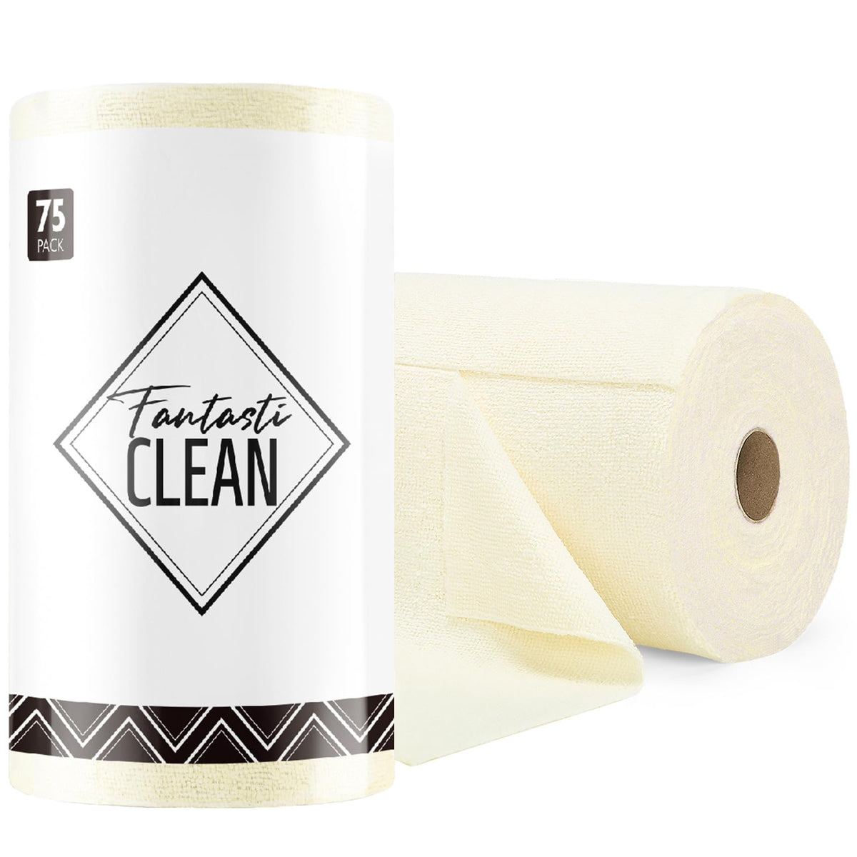Fantasticlean Microfiber Cleaning Cloth Roll -75 Pack, 12" x 12" (Pink) | Reusable Alternative to Paper Towels, Ultra Absorbent, Lint-free Microfiber Towel Roll, for All-Purpose Cleaning