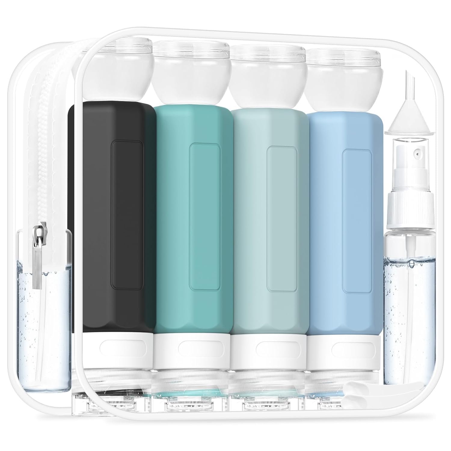 Redfly Travel Bottles for Toiletries, Tsa Approved 3oz Travel Size Containers, Leak Proof Travel Size Toiletries Bottles Silicone, BPA Free Refillable Shampoo Conditioners Essentials Kit, Gray