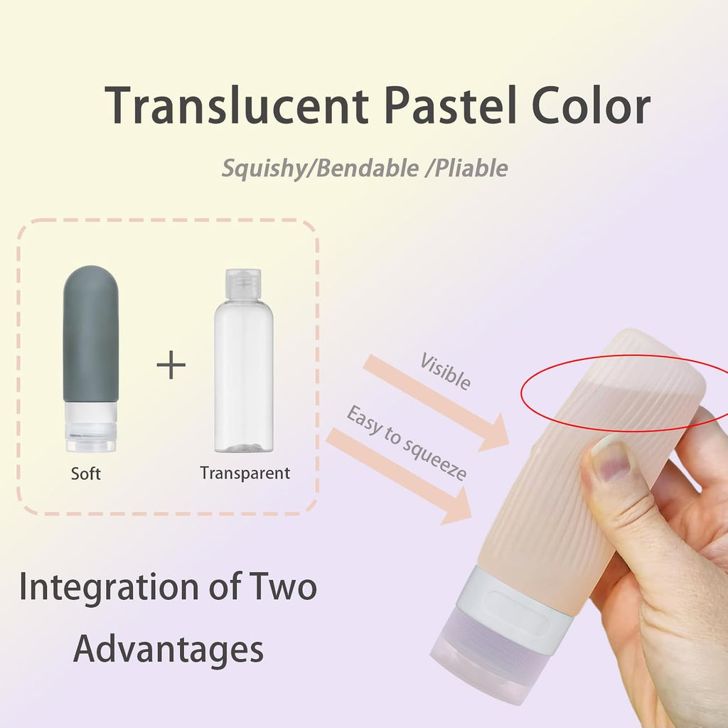 15 Pack Silicone Travel Bottles TSA Approved 3oz, Opal Shaped Leak Proof Refillable Toiletry Containers, BPA Free Wide Mouth Portable Travel Size Bottles for Shampoo Conditioner Lotion Body Wash