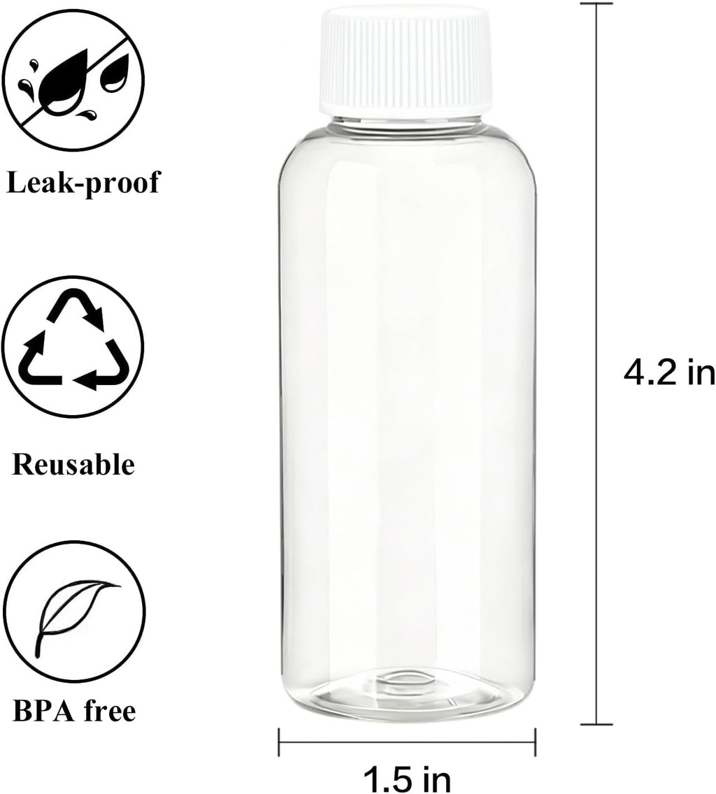 DNSEN Travel Size Empty Mouthwash Bottles 3.4 oz, White Screw Cap, Clear Toiletry Containers, 5 Pack