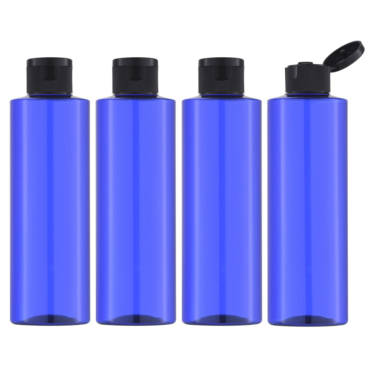 LISAPACK 8.3oz Travel Bottles for Toiletries, Plastic Shampoo Containers | 250ml large empty dispenser for liquid, conditioner, soap, body wash, clear travel size small (4 Pcs) with lids, leak proof