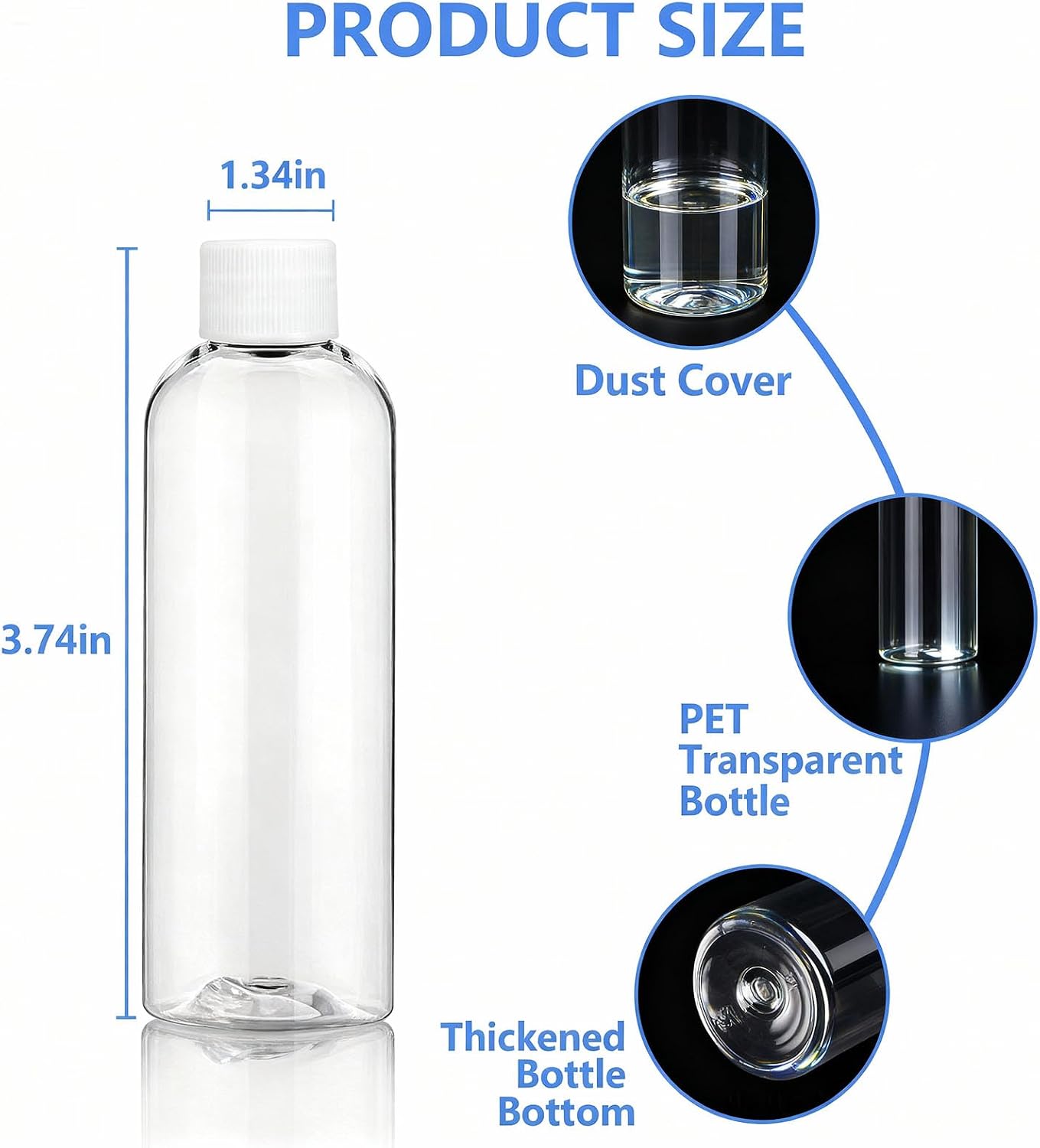 6 Pack 2 Oz (60ml) Clear Plastic Shot Bottles with caps | Small Bottles for Health, Immunity, Wellness, Samples - Perfect for Ginger Juice & Personal Care on the Go