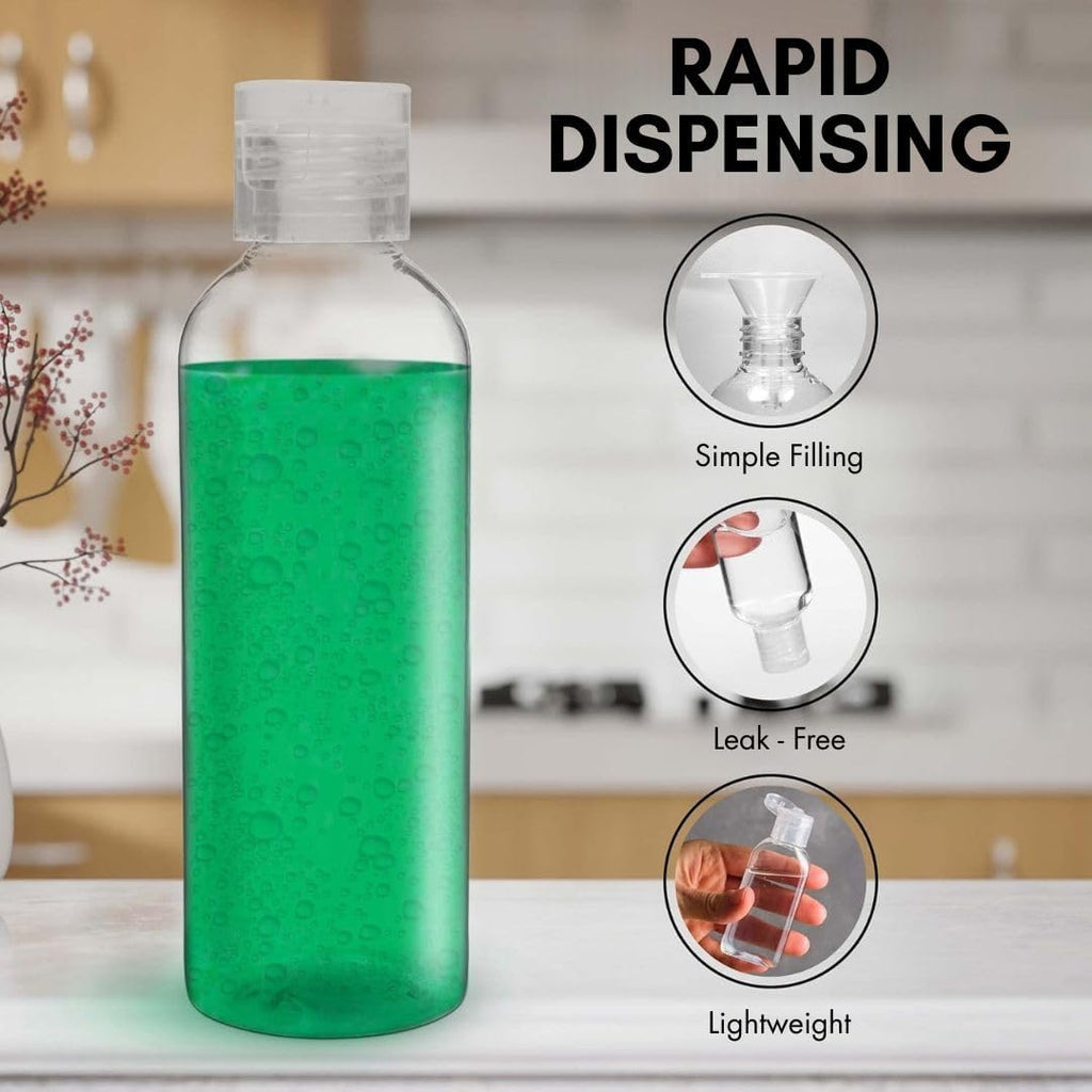 6 Pack Travel Bottles - Travel Containers for Toiletries - TSA Approved Size - Refillable Empty Plastic Bottles with 2 Labels, Funnels & Carry Bag - For Shampoo, Lotion, Conditioner, Sanitizer - 3.4oz