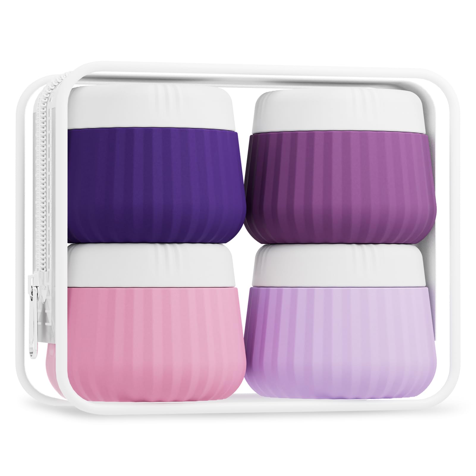 Mrsdry Travel Containers for Toiletries 4 Pack, TSA Approved Travel Size Toiletries, Portable Size Containers, With Clear Bag Leak Proof Silicone Jars, Essentials Creams Jars Carrying Small Items