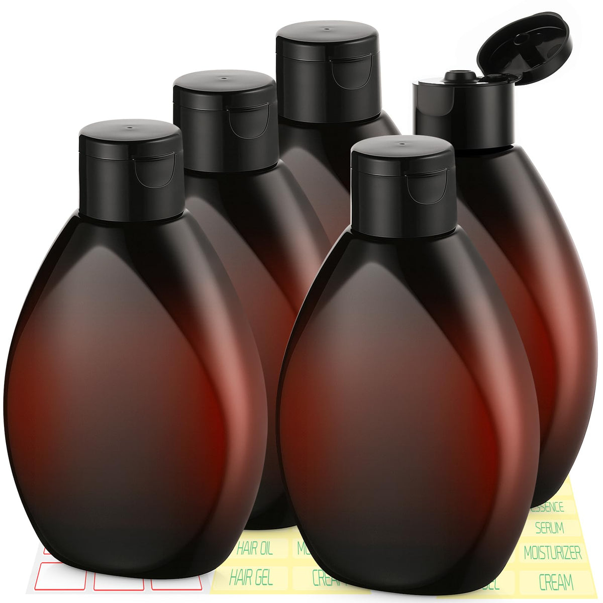 Travel Bottles for Toiletries 5 Pack 2oz TSA Approved Squeeze Bottle | Clear Travel Size Containers, Leak-proof, Shampoo and Conditioner Bottles, Refillable Plastic Toiletry Bottle, with Lables