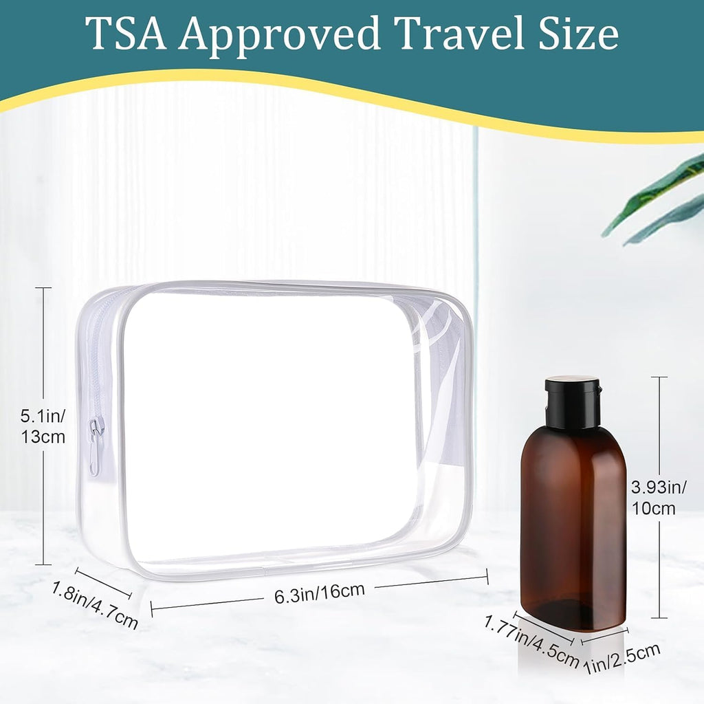 Cosywell 5pcs 3.4oz TSA Approved Amber Travel Bottles for Toiletries | Travel Shampoo Bottles, Leak Proof, Empty Lotion Containers, with Flip Cap, Plastic Squeeze Bottle, and a Toiletry Bag