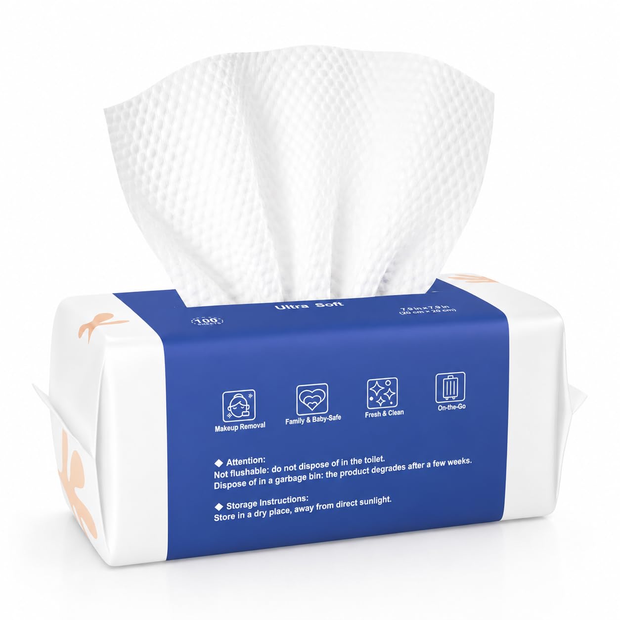 Ourmed Life Disposable Face Towels for All Skin, 100 Count - Ultra Value | Clinically Tested, Reduce Redness, Skin Soothing, Sensitive Skin friendly, Biodegradable, Skincare, Women Cleansing,Absorbent