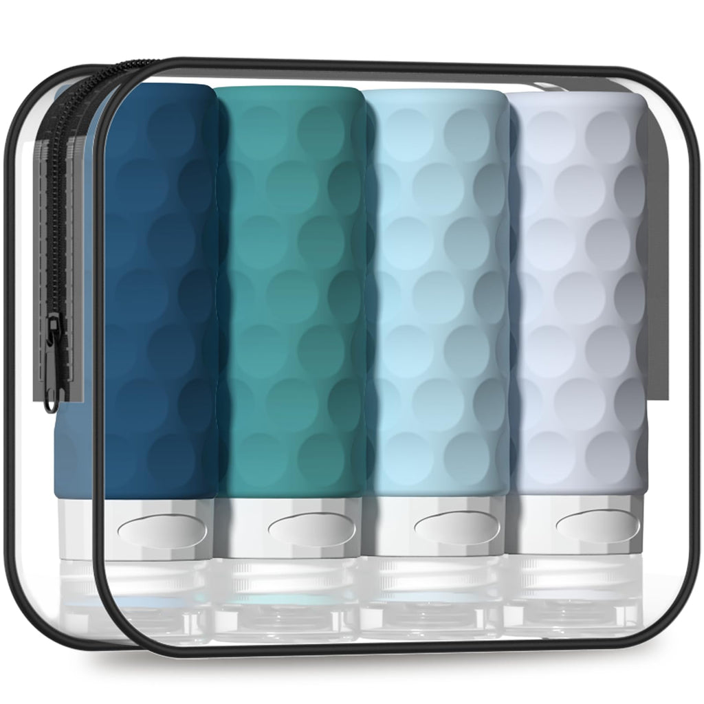 Silevoler Travel Bottles for Toiletries, Silicone Travel Size Containers | Polka-Dot Pattern TSA Approved BPA Free Silicone Leak Proof Refillable Squeezable Shampoo And Conditioner Bottles