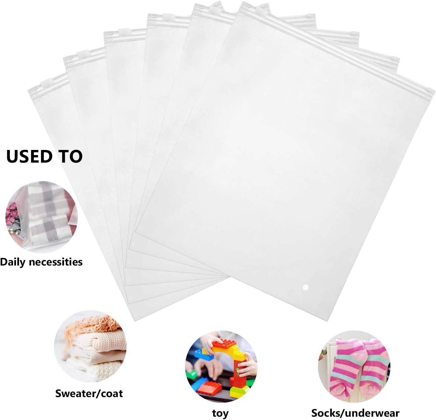 Ploy Frosted Zipper Bags for Clothes, 50pcs 14x16 inch Clear Plastic Bags for Clothes, T Shirt, Swimsuit, for Clothing Packaging, Shipping, Mailing, for Small Business