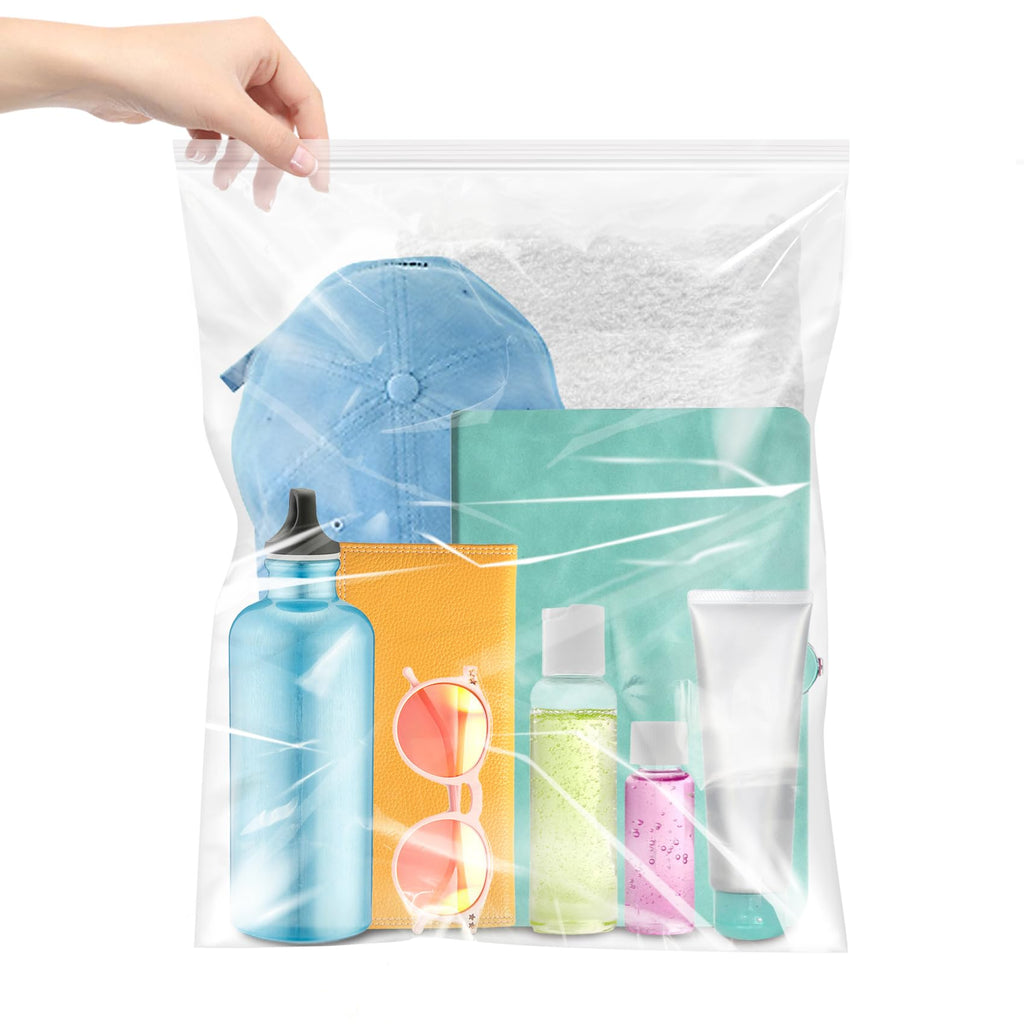 Yotelab Large 5 Gallon Plastic Zipper Storage Bags, 18x24 Inch, 12Pcs | Clear, Resealable, Large Zip Bags for Clothes, Travel, Moving