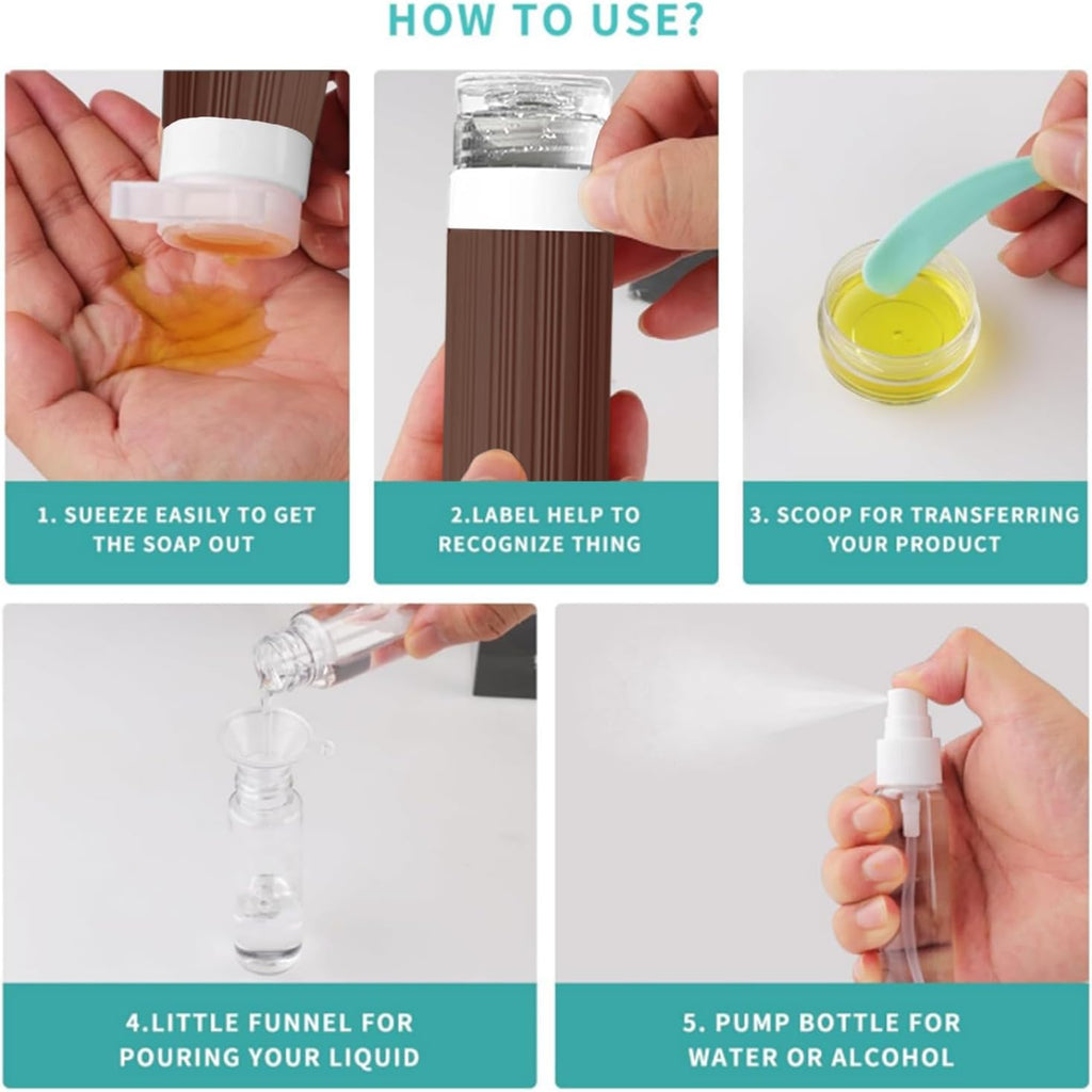 18Pack Travel Bottles for Toiletries TSA Approved Silicone Travel Containers for Toiletries, Leak Proof Refillable Liqus Shampoo And Conditioner travel Essentials toiletry Bottles (BPA Free)
