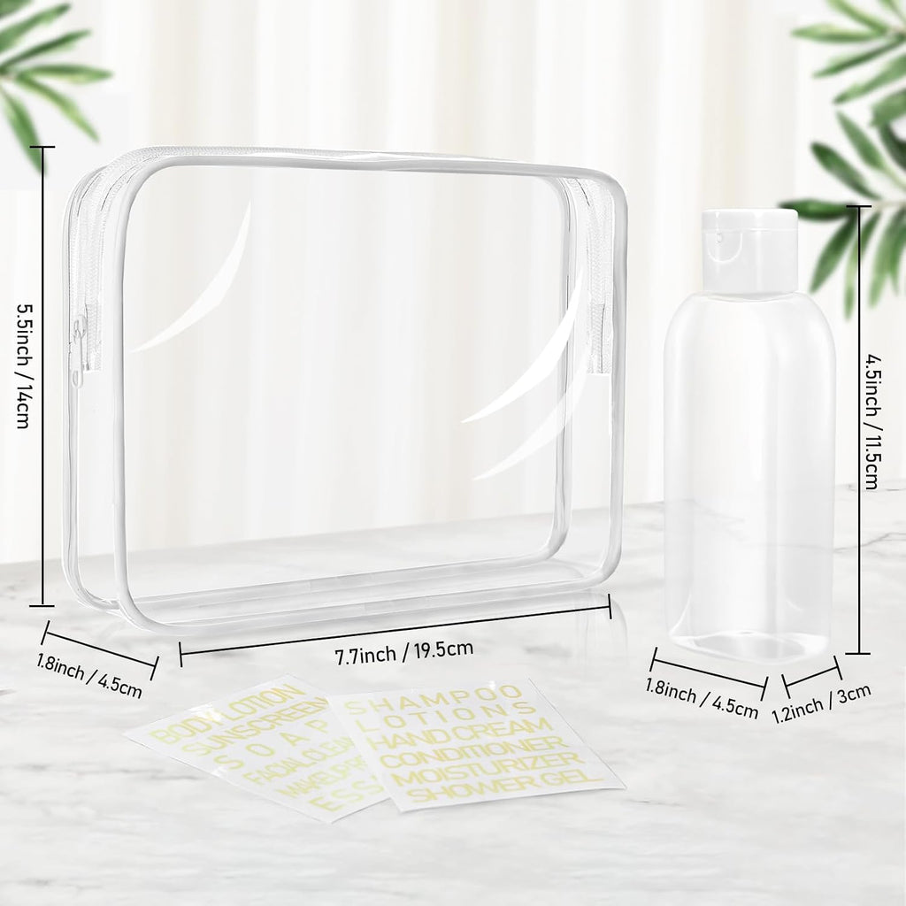 5 Pack Travel Bottles for Toiletries, 3.4oz TSA Approved Travel Containers | Leak Proof Refillable Travel Accessories for Shampoo Conditioner, Plastic Travel Bottles with Toiletry Bag and Label