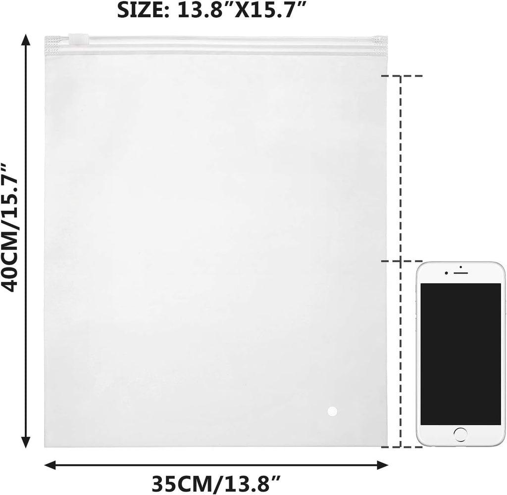 Ploy Frosted Zipper Bags for Clothes, 50pcs 14x16 inch Clear Plastic Bags for Clothes, T Shirt, Swimsuit, for Clothing Packaging, Shipping, Mailing, for Small Business