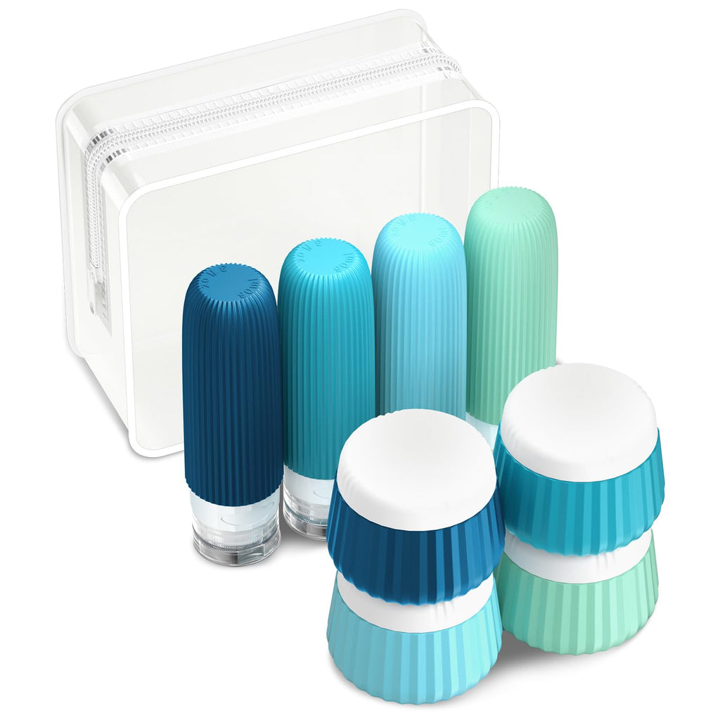 Mrsdry Travel Bottles - 8 Pack, TSA Approved Travel Size Toiletries, Leak Proof Silicone Squeezable Containers in Clear Bag