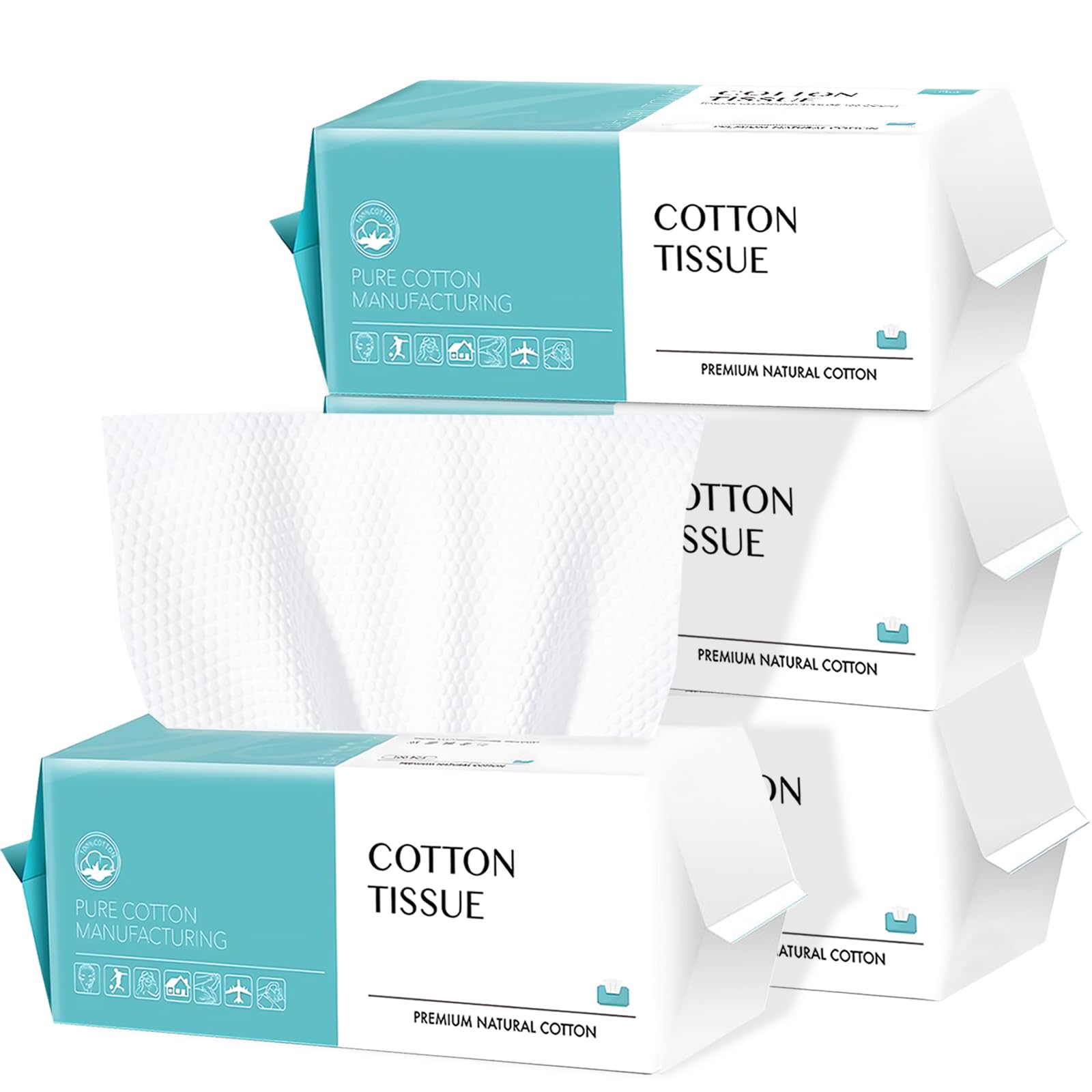 Disposable Face Towel 100 Count, Soft Cotton Facial Dry Wipes, Multi-Purpose for Skin Care, Makeup Remover, Face Wipes and Facial Cleansing