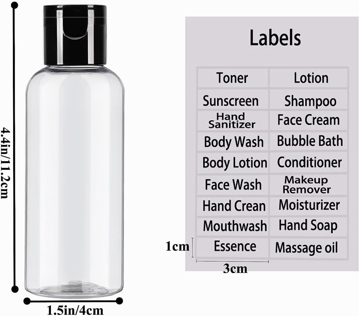 DNSEN 5 Pack 3.4 oz Travel Size Bottles for Toiletries TSA Approved Leak Proof Empty Refillable Liquid Containers with Labels