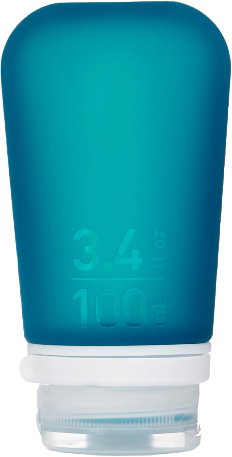 humangear GoToob+ (Large) | Refillable Silicone Travel Bottle | Locking Lid | Food-Safe Material | Teal, Large (3.4 fl.oz.; 100ml) | Refillable & Leak-Proof Silicone Travel Size Bottles with Locking Cap for Toiletries, Camping & TSA Carry-On