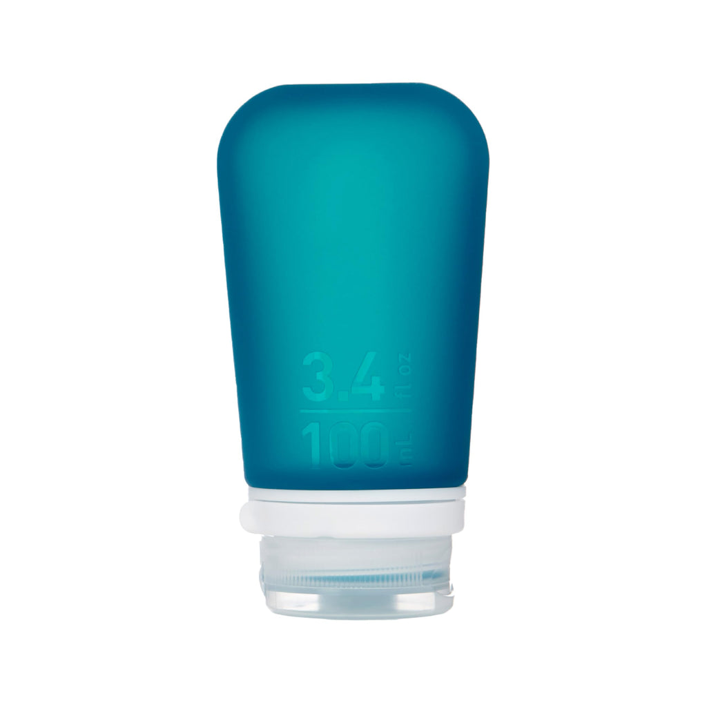 humangear GoToob+ (Large) | Refillable Silicone Travel Bottle | Locking Lid | Food-Safe Material | Teal, Large (3.4 fl.oz.; 100ml) | Refillable & Leak-Proof Silicone Travel Size Bottles with Locking Cap for Toiletries, Camping & TSA Carry-On