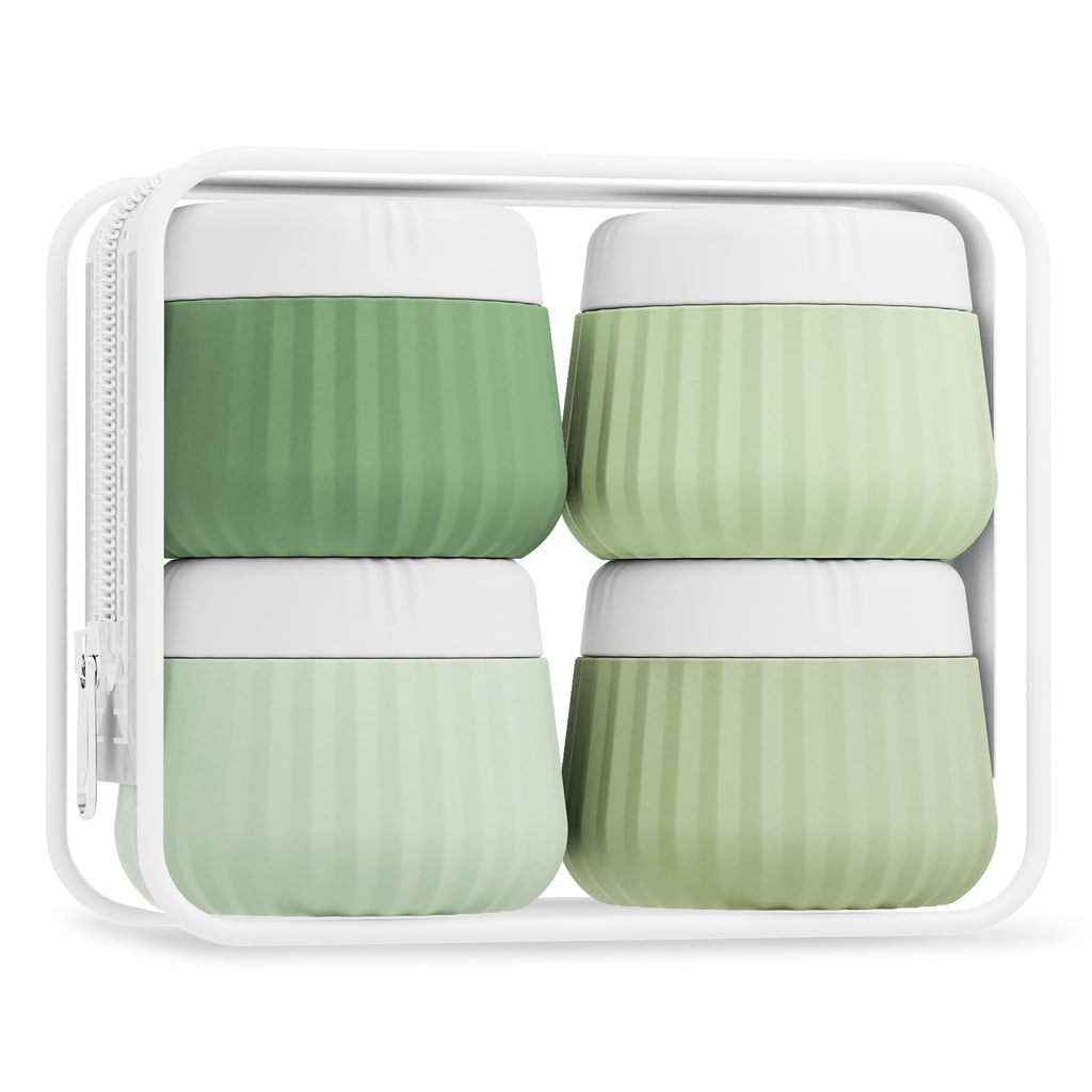 Mrsdry Travel Containers for Toiletries 4 Pack, TSA Approved Travel Size Toiletries, Portable Size Containers, With Clear Bag Leak Proof Silicone Jars, Essentials Creams Jars Carrying Small Items