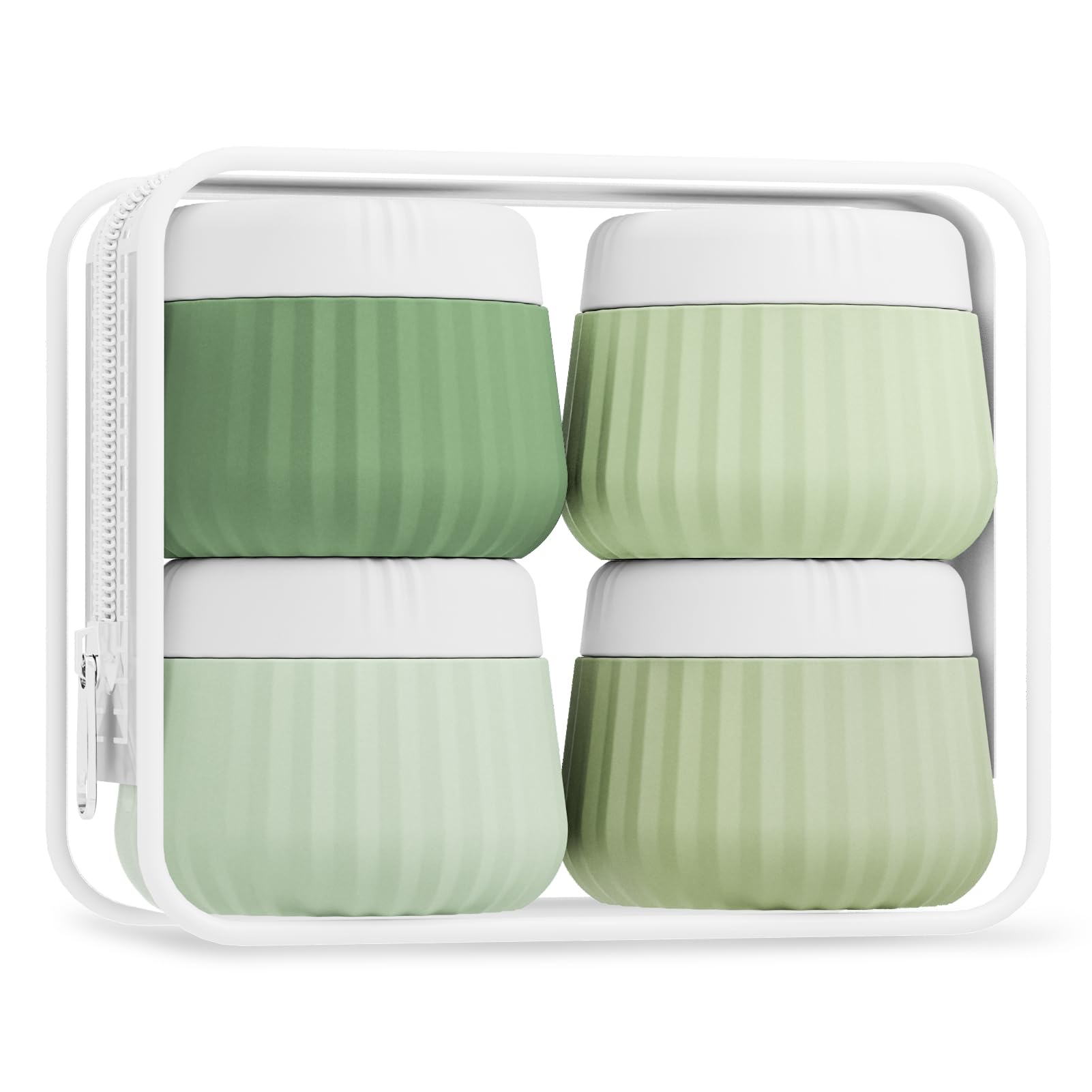Mrsdry Travel Containers for Toiletries 4 Pack, TSA Approved Travel Size Toiletries, Portable Size Containers, With Clear Bag Leak Proof Silicone Jars, Essentials Creams Jars Carrying Small Items