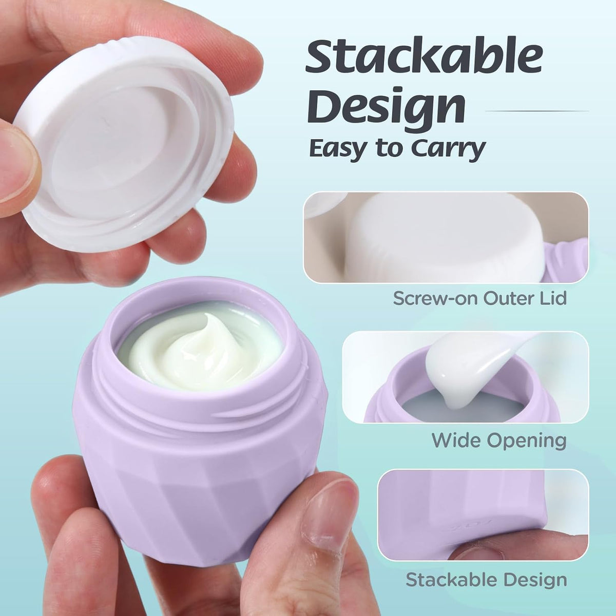 6Pcs Travel Bottles for Toiletries, Silicone Travel Size Containers Set | TSA Approved BPA-FREE Silicone Leak Proof Refillable Bottles and Jars, Women & Men Airplane Cruise Essentials Kit (PURPLE)