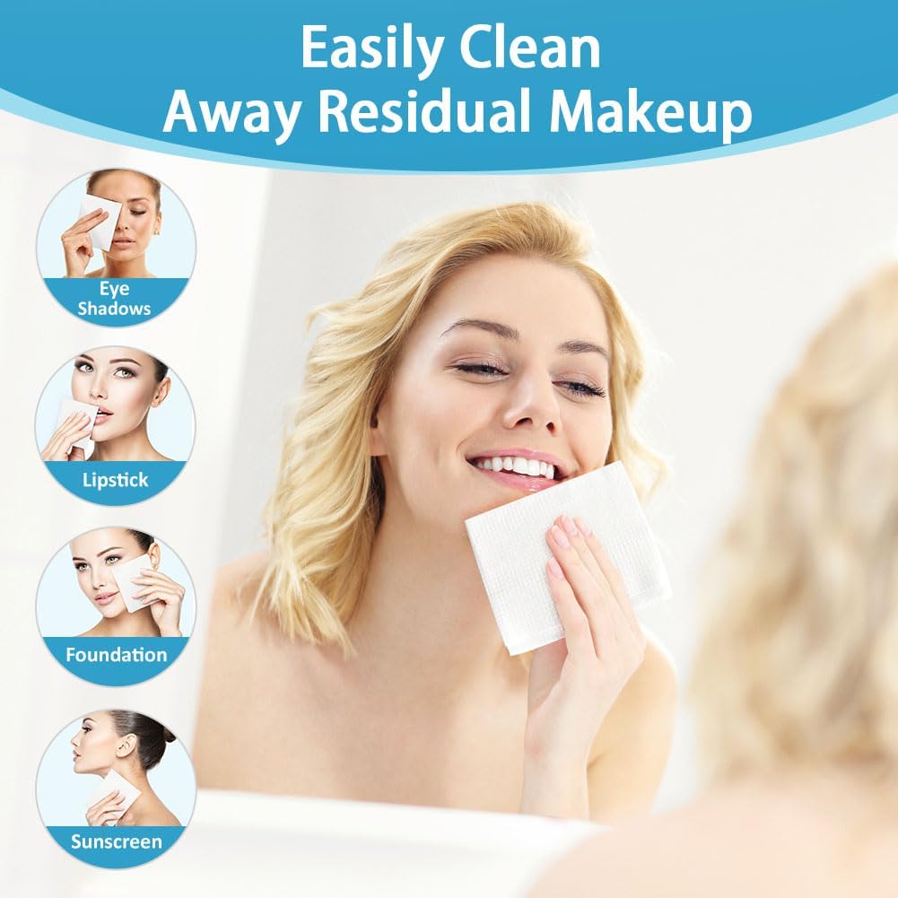 HOMEXCEL Face Towels, Disposable Face Towelette Ultra Soft & Absorbent | Biodegradable Makeup Remover Dry Wipes, Facial Wash Cloth for All Skin, Lint-Free for Skincare & Cleansing, 100 Count (2 Box)