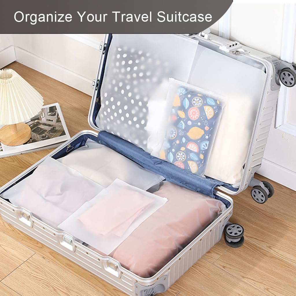 30Pack Travel Packing Bags, Multi-Size Clothing Organizer Zipper Bag | 6 Sizes Frosted Plastic Travel Bags. Clothes, Shoes, Toiletries, Swimsuits Suitcase Organizer. Lightweight Travel Accessories