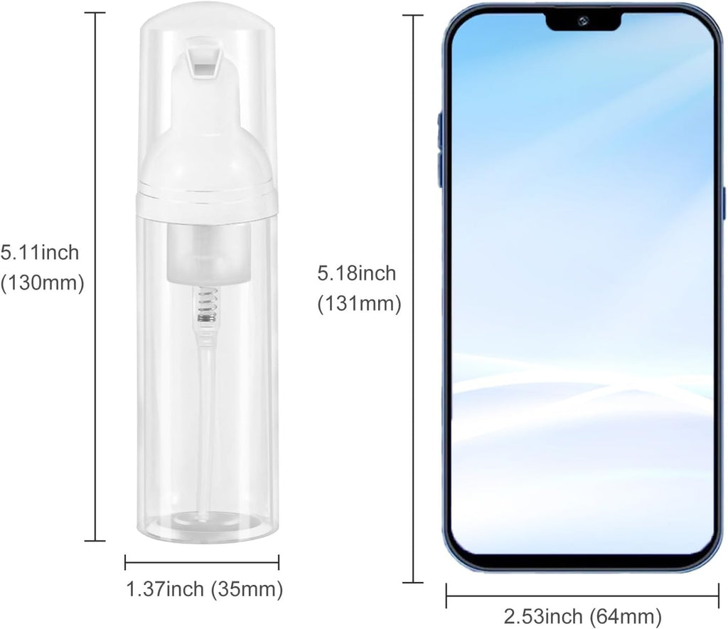 3pcs 2oz Small Size Mousse Plastic Travel Foam Pump Bottle Dispenser (60ml) | Clear, Leakproof, Tsa approved, Travelers Daily Use, for Hand Soap, Shampoo, Lash Cleanser