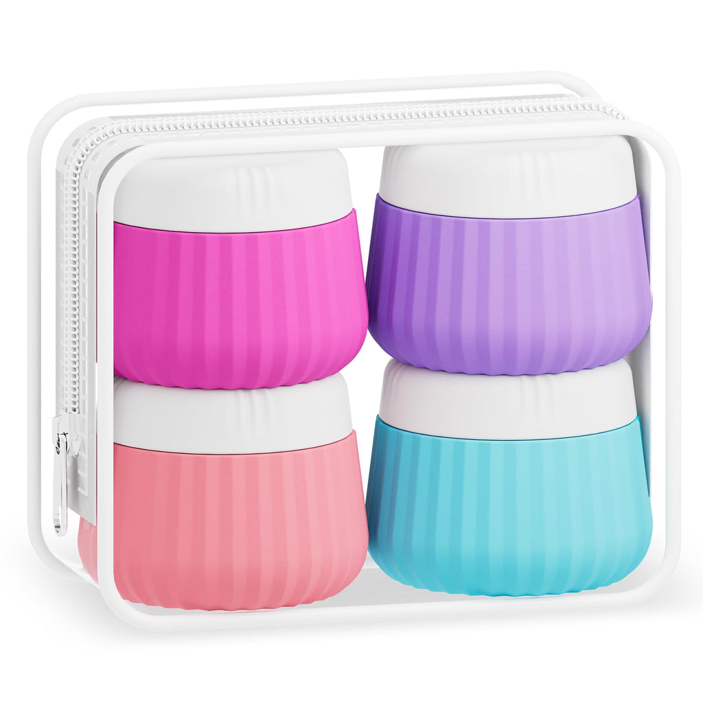 Mrsdry Travel Containers for Toiletries 4 Pack, TSA Approved Travel Size Toiletries, Portable Size Containers, With Clear Bag Leak Proof Silicone Jars, Essentials Creams Jars Carrying Small Items