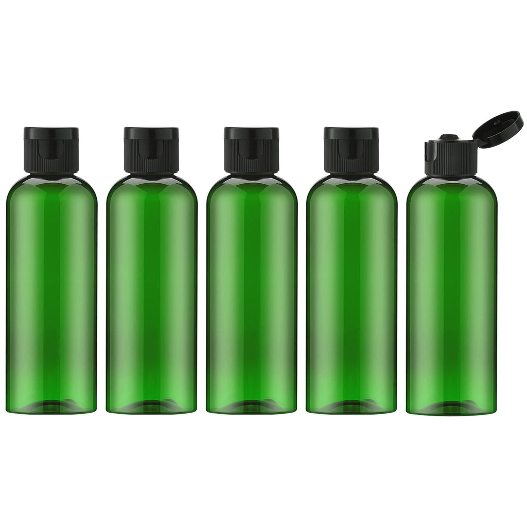 LISAPACK 3.4 oz Travel Bottles for Toiletries, Plastic Shampoo Containers | 5pcs small size dispenser, clear squeeze tubes, leak proof, small empty for liquid, lotion, conditioner, soap, 100 ml, TSA