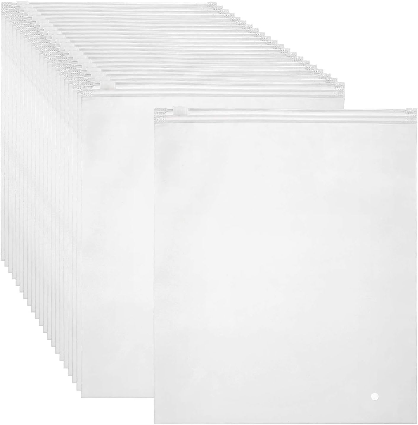Ploy Frosted Zipper Bags for Clothes, 50pcs 14x16 inch Clear Plastic Bags for Clothes, T Shirt, Swimsuit, for Clothing Packaging, Shipping, Mailing, for Small Business