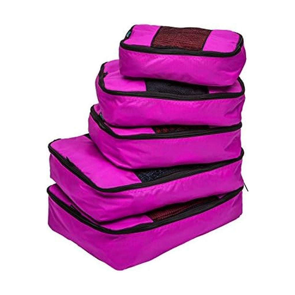 Travel Wise Packing Cubes for Travel - 5 Piece Set with Pattern Design, Lightweight Ripstop Nylon Luggage Organizers with Mesh Panel, Small Medium Large Sizes