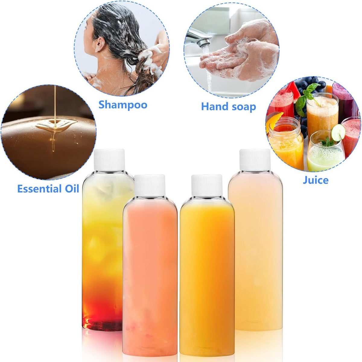 4 Pack 3.4 Oz (100ml) Clear Plastic Shot Bottles with caps | Travel Bottles for Health, Immunity, Wellness, Samples - Perfect for Ginger Juice & Personal Care on the Go