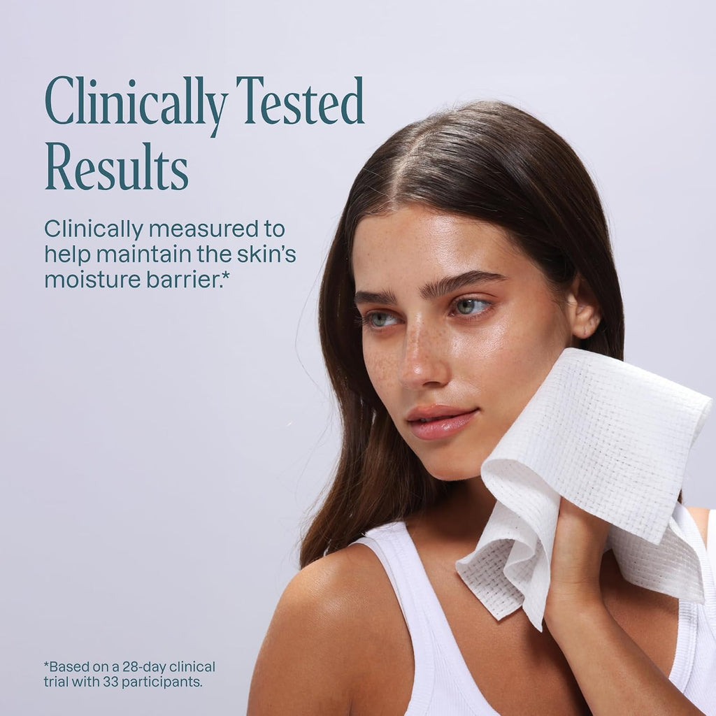 Cliganic Clean Face Towels XL, Multi-Pack (100 Count), Disposable, Ultra-Absorbent, Hypoallergenic & Soft - Makeup Remover Dry Wipes, Pamper Your Face, Hygienic Towelettes, for All Skin Types