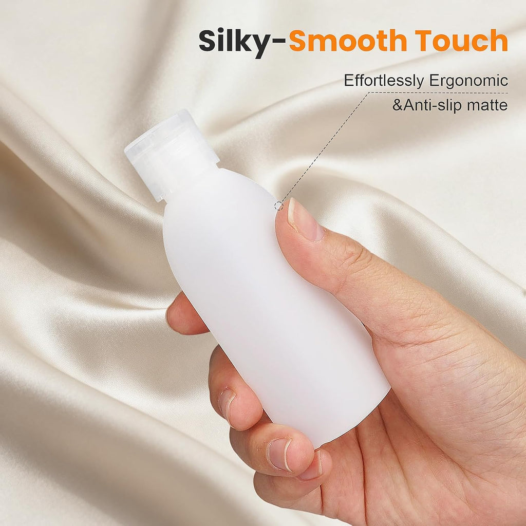 Cosywell Travel Bottles for Toiletries 9PCS 3.4oz White Shampoo Bottles | TSA Approved Travel Size Containers, 2oz Spary Bottle, Leakproof, 0.35oz Plastic Cream Jars, and a Toiletry Bag