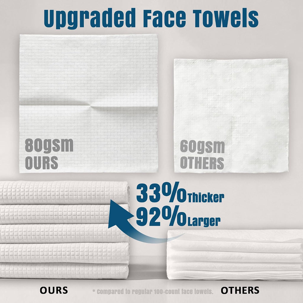 Ourmed Life Disposable Face Towels XL, Ultra Soft & Absorbent, 50 Count | 10" x 12", Sensitive Skin Friendly, Skin Soothing, Redness Care, Biodegradable, Facial Towels for Makeup Removal & Cleansing