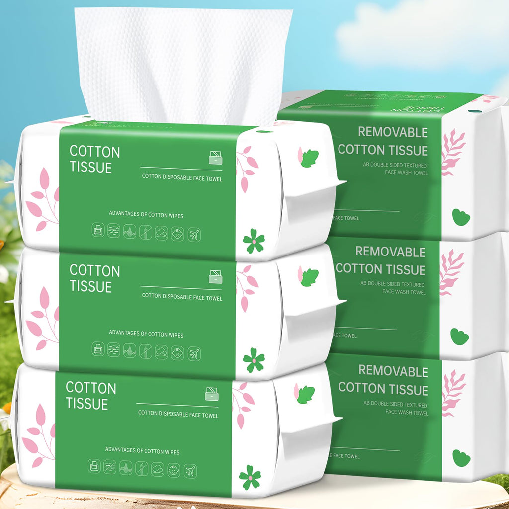 Disposable Face Towel, 100 Count Biodegradable Face Towels, for Washing Soft Cotton Dry Wipes Facial Cloths Towelettes for Washing and Drying, Facial Tissue for Cleansing