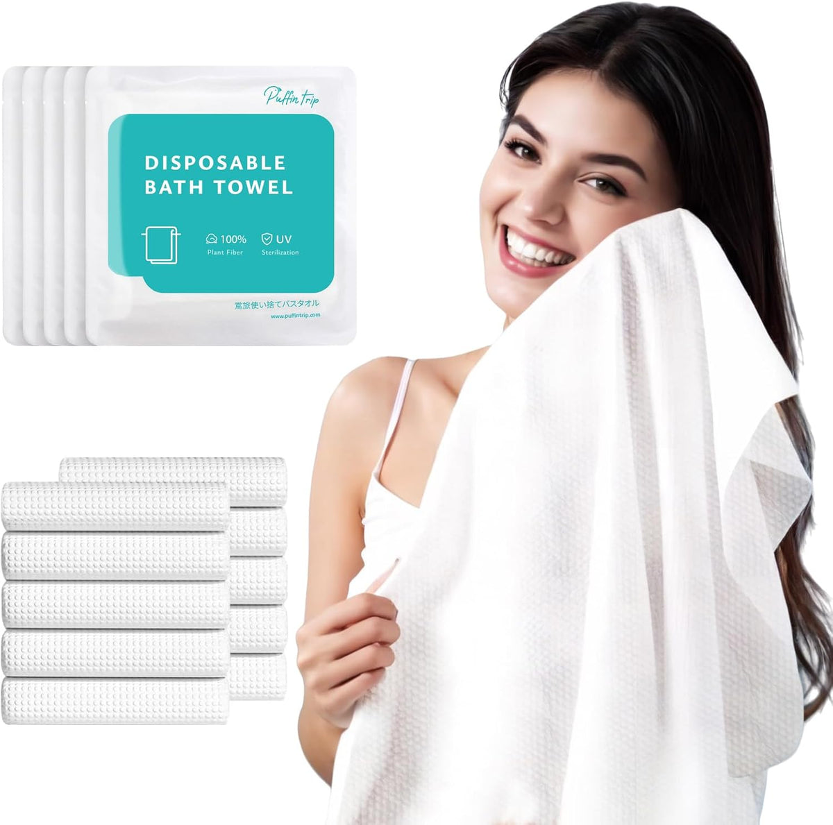 10 Pack Disposable Bath Towels 55''X27.5'’ Durable Portable Camping Towels | Large and thick individually vacuum packed for travel hotel business trip swimming pet towels sauna spa hot spring water play