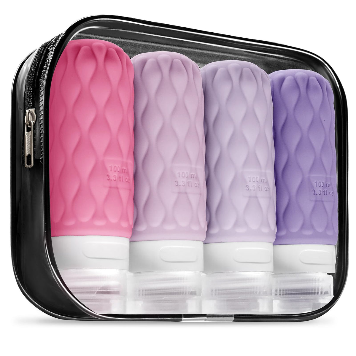 Travel Bottles for Toiletries Silicone Travel Size Containers 3.4oz 1.7oz | Travel Essentials TSA Approved Leakproof Refillable Squeeze Bottles with Labels/Clear Bag for Shampoo, Conditioner, Creams