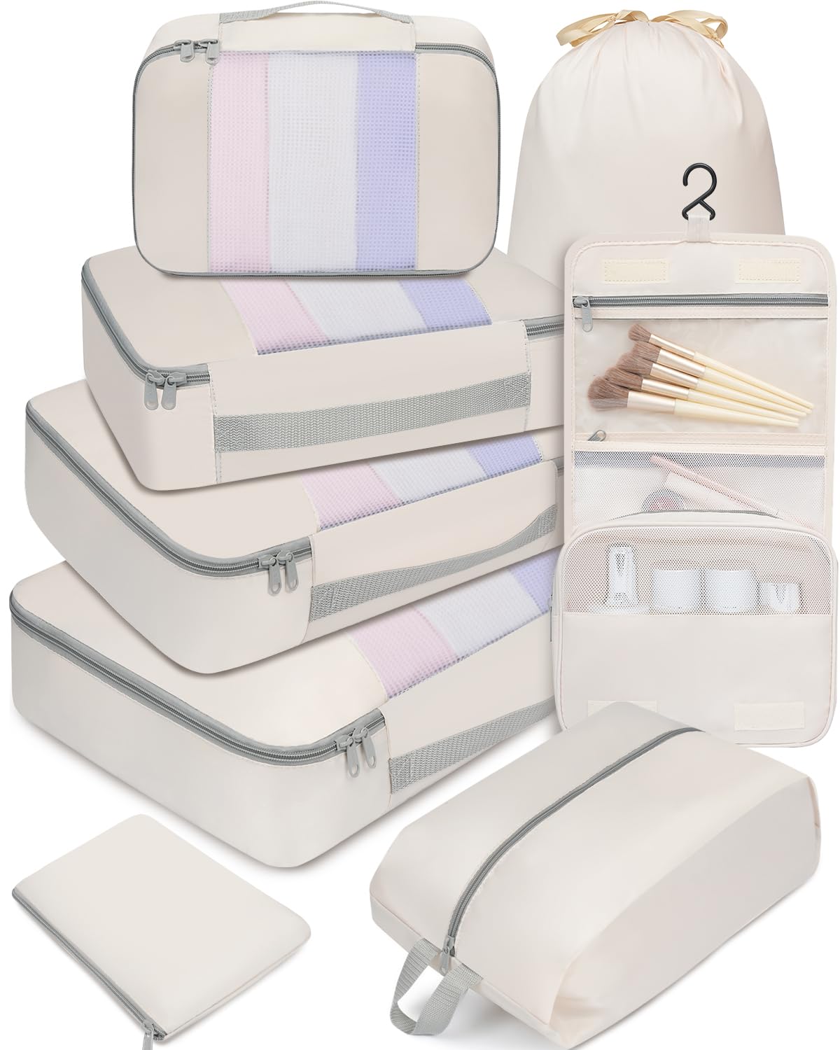 BAGAIL 6 Set/8 Set/10 Set Packing Cubes Various Sizes Packing Organizer for Travel Accessories Luggage Carry On Suitcase