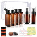Cosywell Travel Bottles for Toiletries 9PCS 3.4oz White Shampoo Bottles | TSA Approved Travel Size Containers, 2oz Spary Bottle, Leakproof, 0.35oz Plastic Cream Jars, and a Toiletry Bag