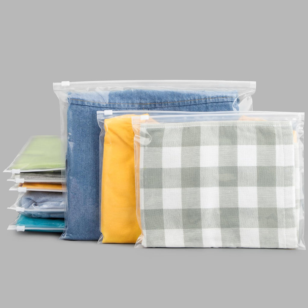 Frosted Zipper Bags for Clothes 25pcs, Plastic Shirt Bags for Packaging T-Shirt, Swimsuit, Bikini, Bathing Suit, 3 Mil, 9.8x7.8" with Vent Holes and Reinforced Sides