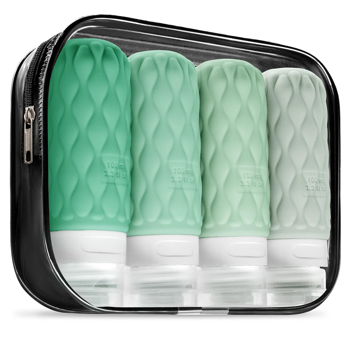 Travel Bottles for Toiletries Silicone Travel Size Containers 3.4oz 1.7oz | Travel Essentials TSA Approved Leakproof Refillable Squeeze Bottles with Labels/Clear Bag for Shampoo, Conditioner, Creams