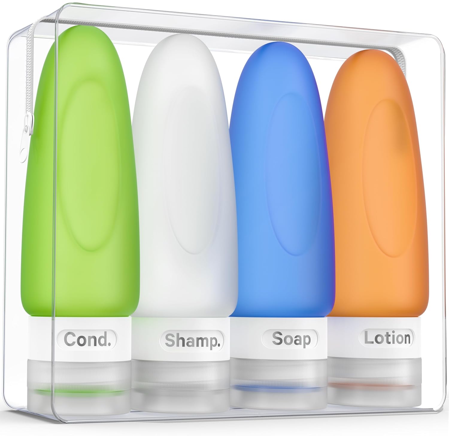 Dot&Dot Leak Proof Travel Bottles - Tubes for Liquid TSA Approved 3oz Silicone Toiletries Travel Shampoo & Conditioner Containers with Labels