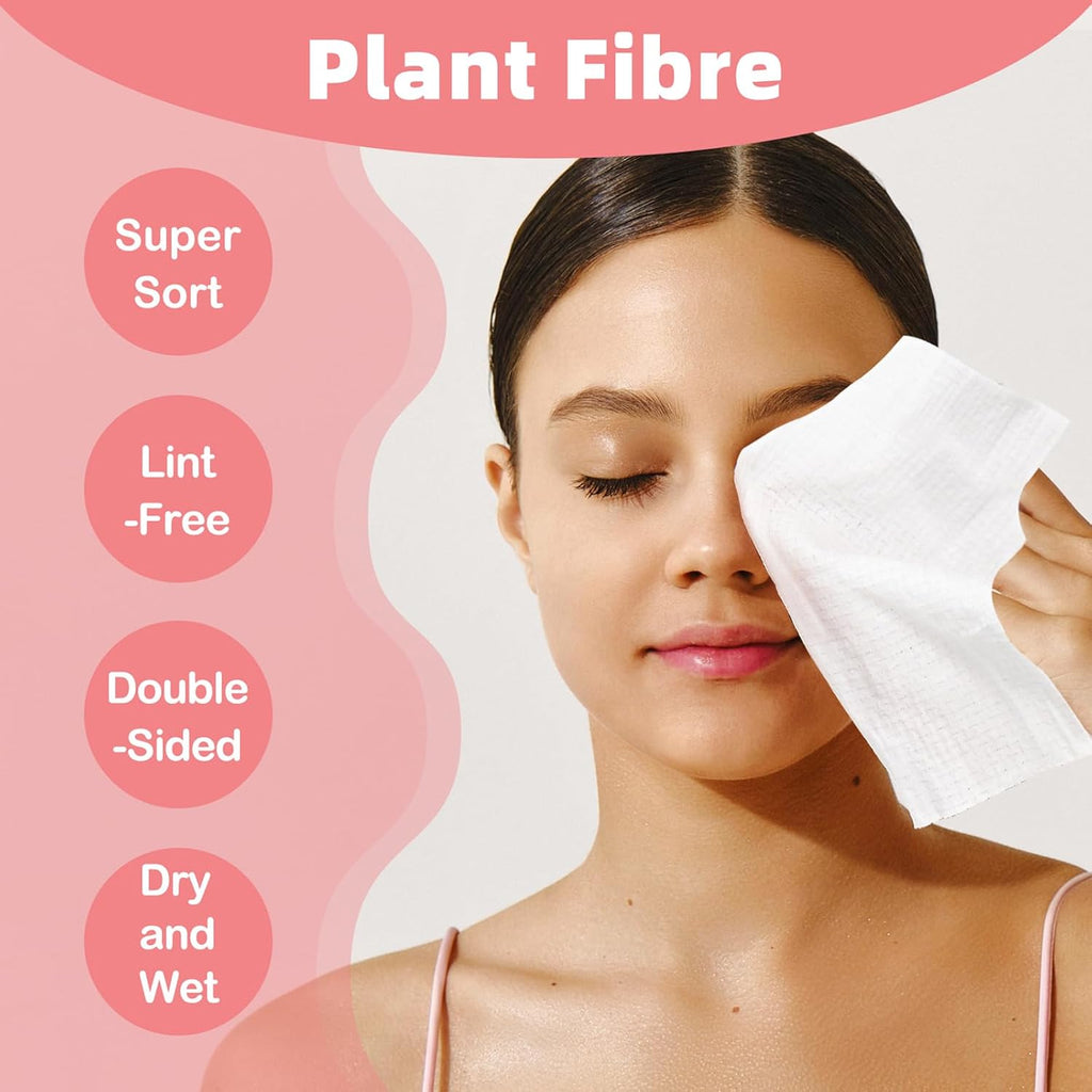 ICOTLE Disposable Face Towels, 10"×12" Facial Towelettes Disposable, Makeup Remover Dry Wipes for Sensitive Skin, Makeup Removing, Cleansing, Nursing, Travel