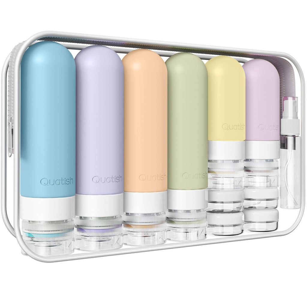 20 Pack Travel Bottles for Toiletries, Original Patented, TSA Approved Travel Size Containers, Leak Proof Silicone Shampoo and Conditioner Bottles Women & Men, Airplane Cruise Essentials, Black